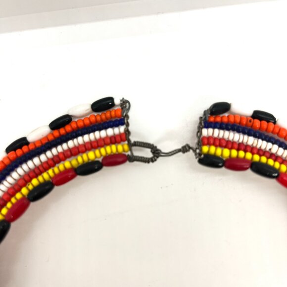 TRIBAL AFRICAN MAASAI Style Bib Collar Necklace Ethnic Colorful Statement Bead - Picture 8 of 15